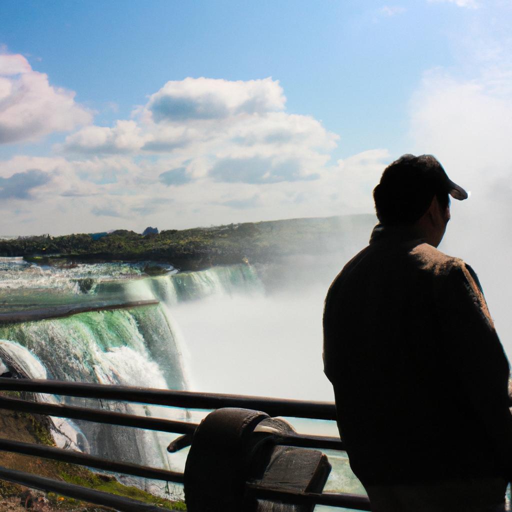 Person enjoying Niagara Falls view