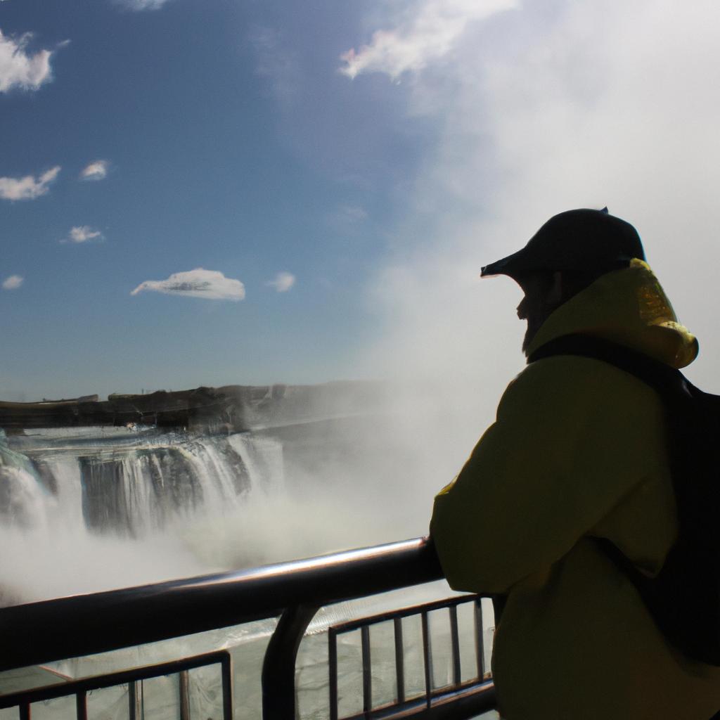 Person enjoying Niagara Falls scenery