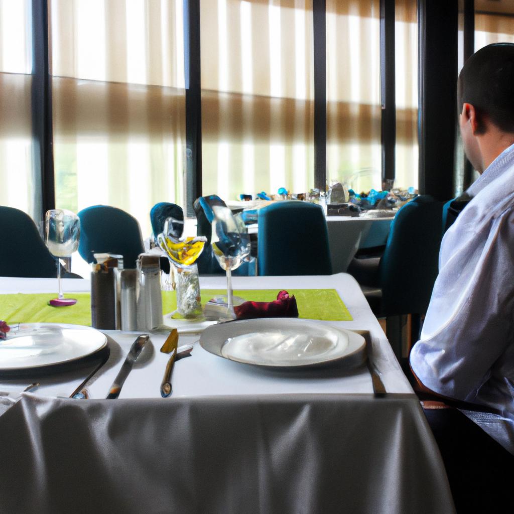 Person dining at hotel restaurant
